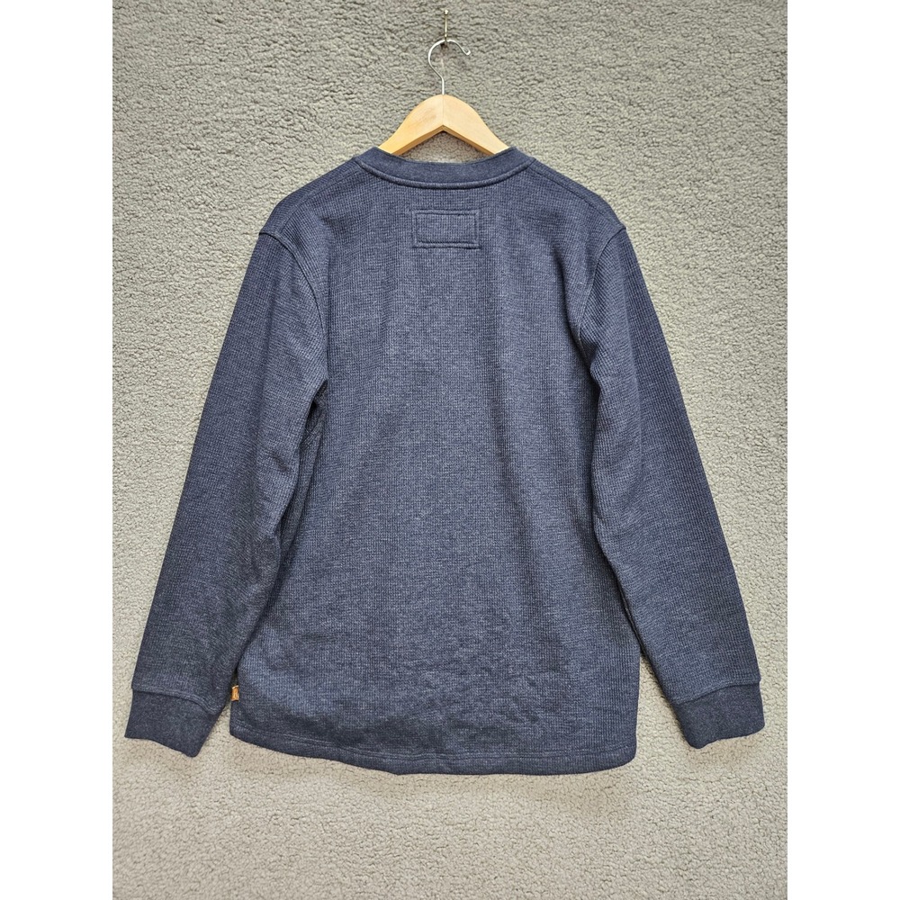 LL Bean Henley Pullover M Navy Fleece Lined Waffle Thermal Gorpcore Outdoor Mens